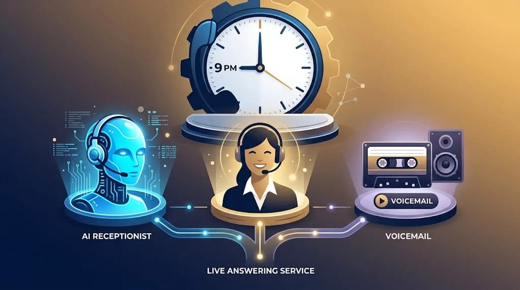 Compare after hours dental AI vs live service vs voicemail