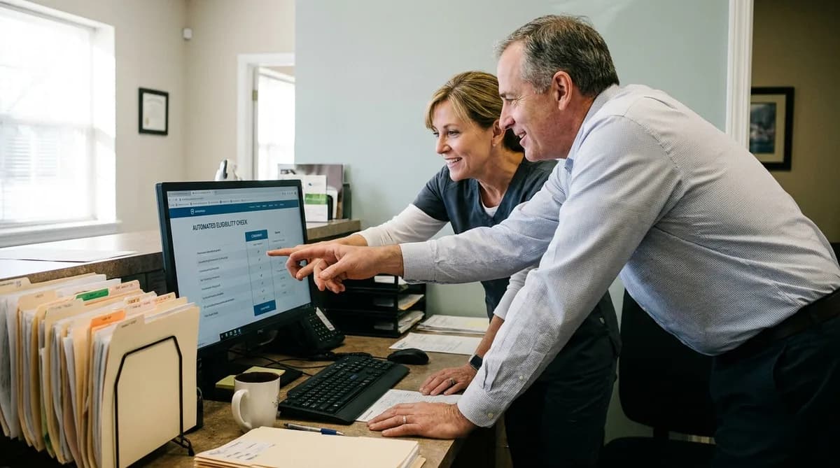 Dental insurance verification workflow showing electronic eligibility and automation