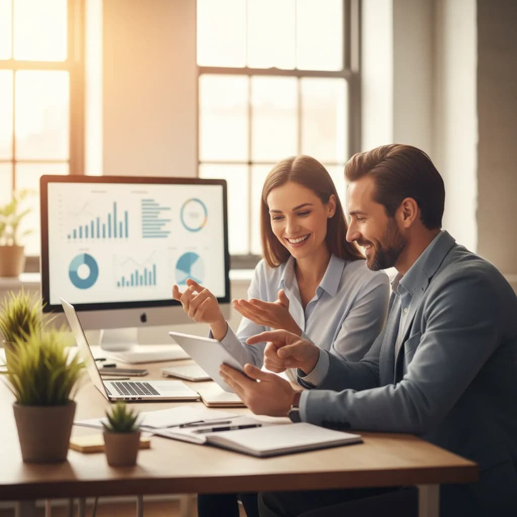 Dental practice owner evaluating pay per click company options on a laptop