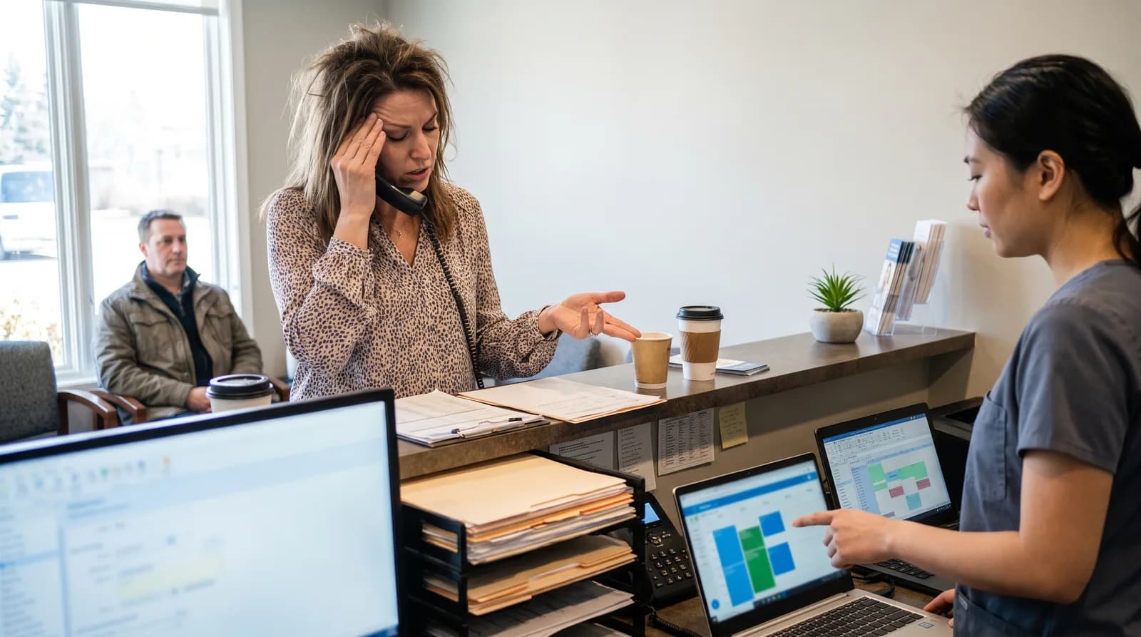 Dental front desk staffing gap covered by an AI receptionist answering patient calls