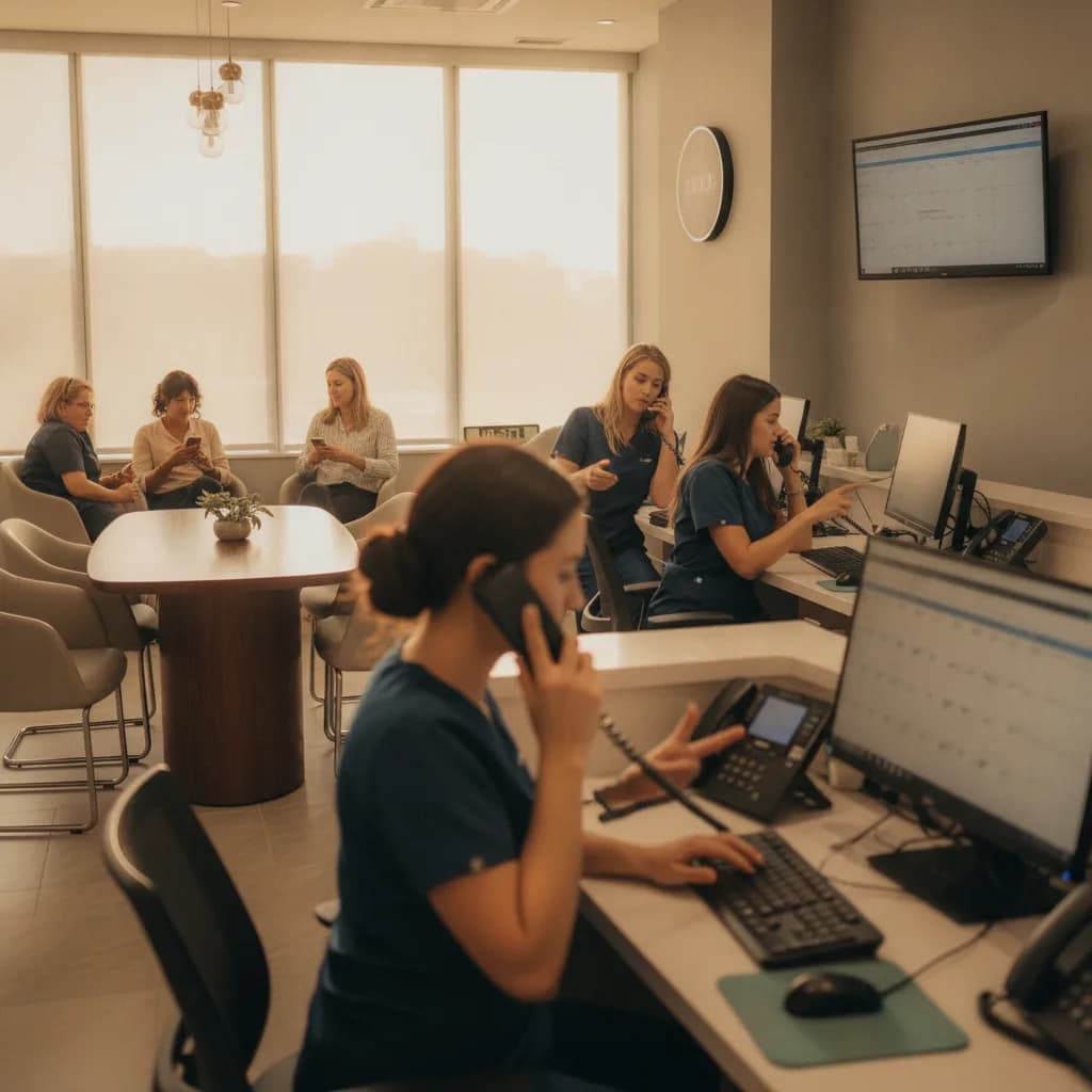 Dental high call volume showing how AI handles phone overflow during peak hours