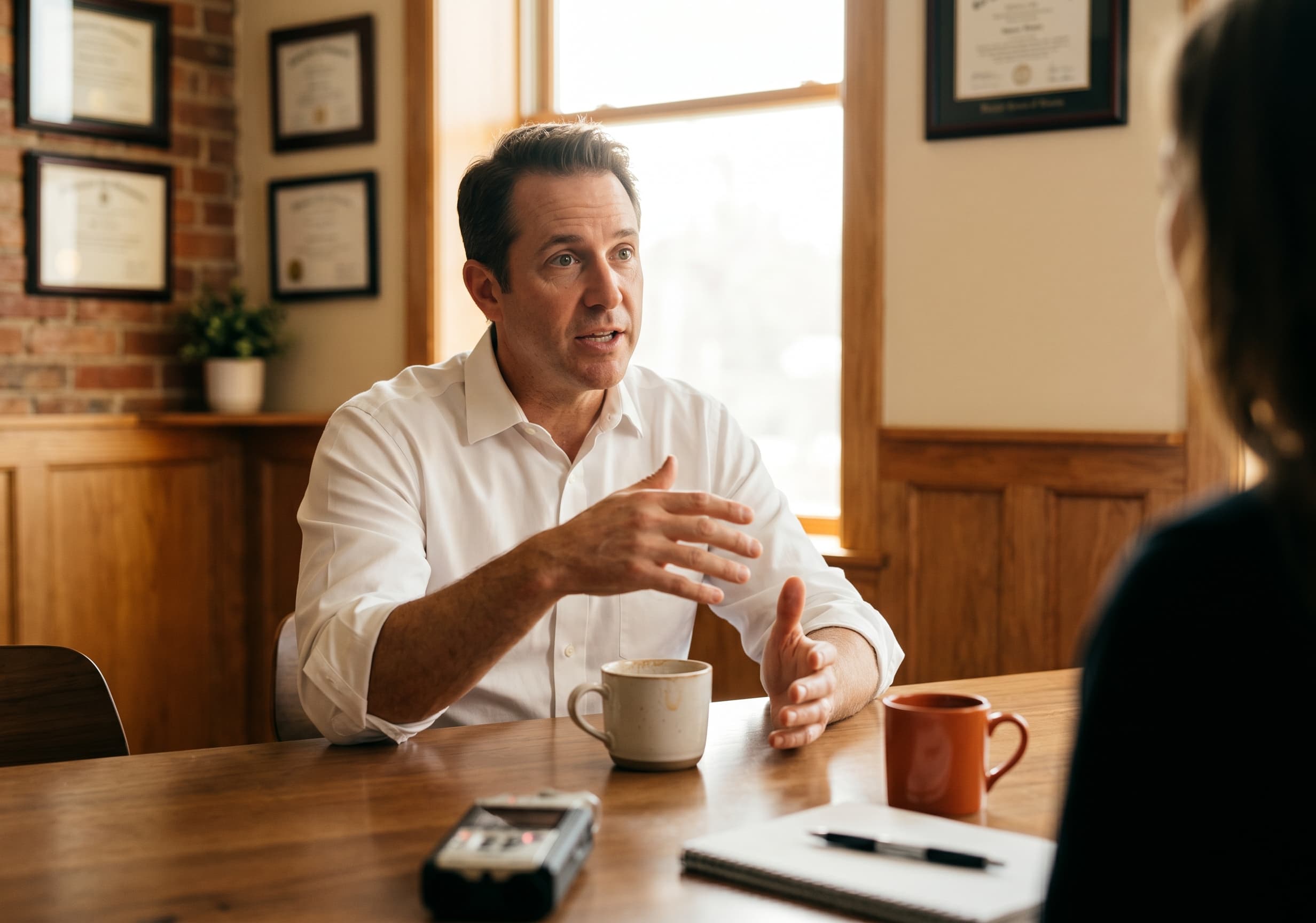 Dentist reviewing a negative online review on a computer in an office, calmly drafting a HIPAA-compliant response safely