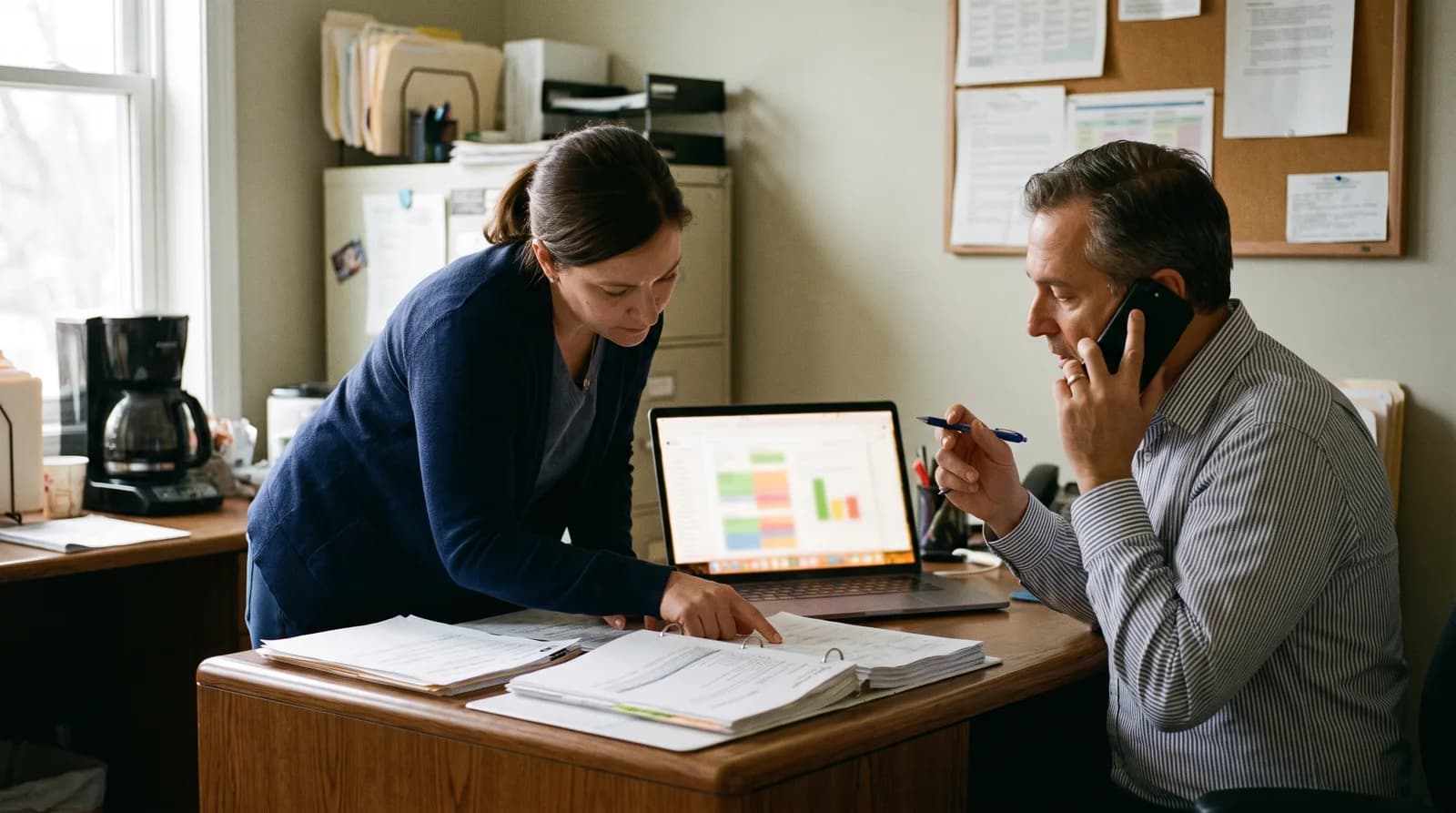 Dental practice owner reviewing insurance claims data to negotiate dental insurance rates